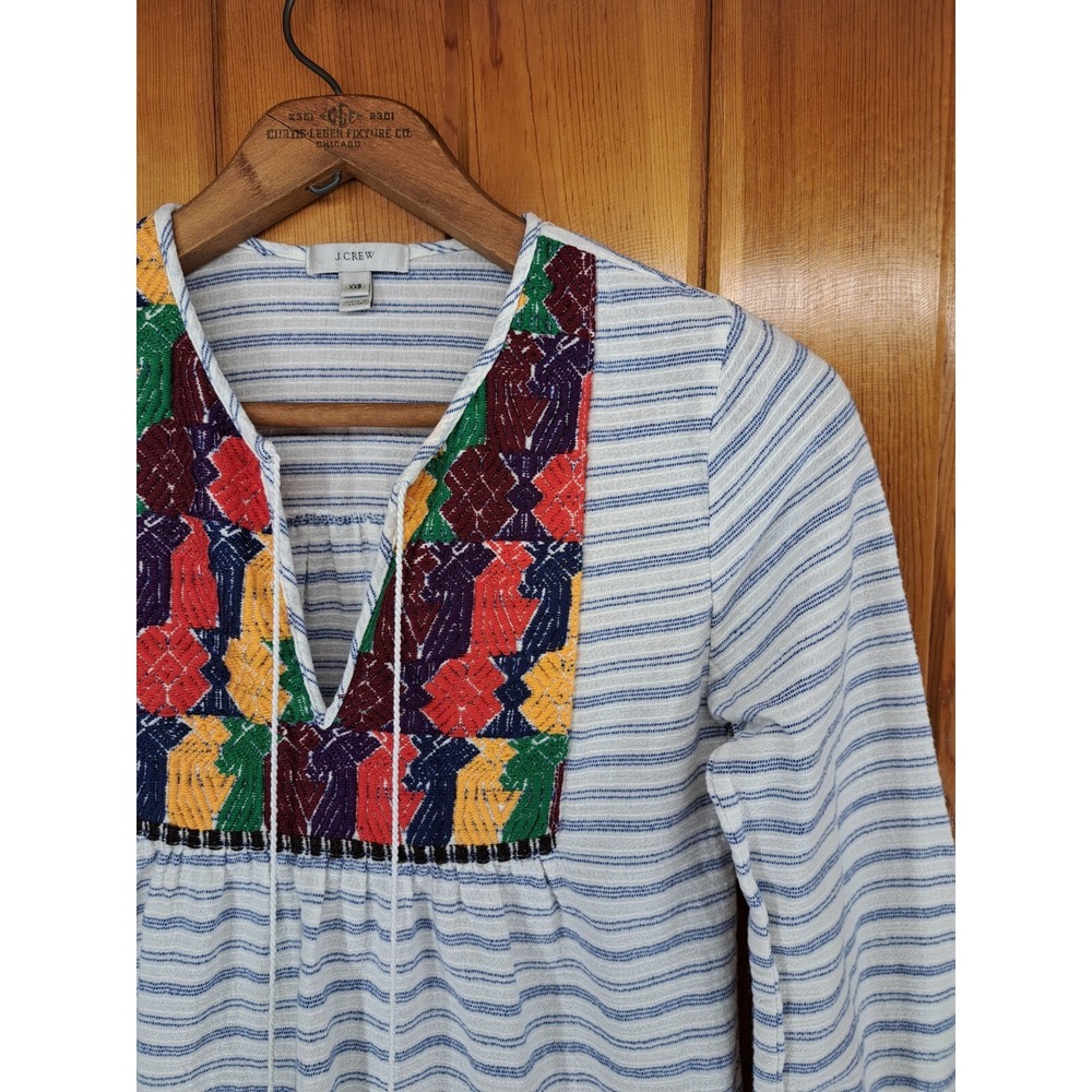 J CREW Tunic Dress XXS Embroidered Shirt Mini Cover Up Top Native Latin American